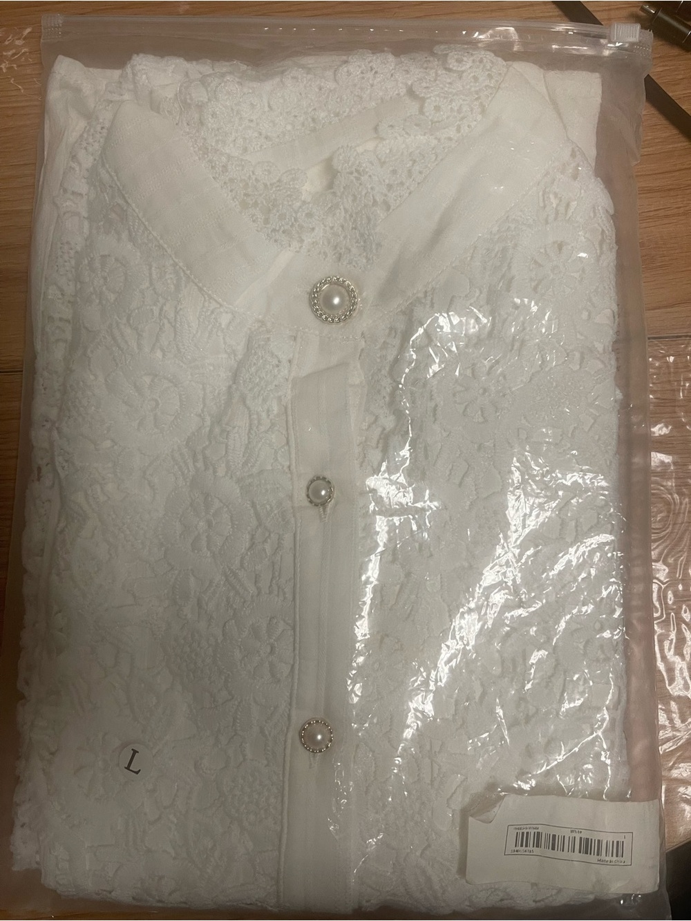 Women's Ivory Lace Crochet Button-Front Top - Picture 2 of 6